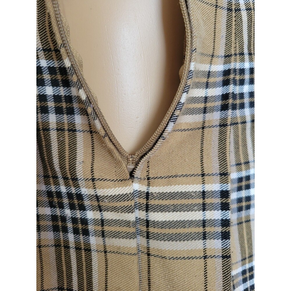 M Wild Fable Tan, Black, White Plaid Pleated Skirt Broken Zipper - Picture 8 of 9